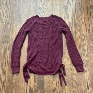 Burgundy Knit Sweater with Side Ties